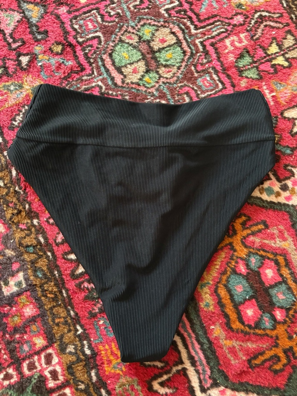 Euc Beach Riot Black Ribbed High-Waist Bikini Bottom size large - Picture 4 of 6